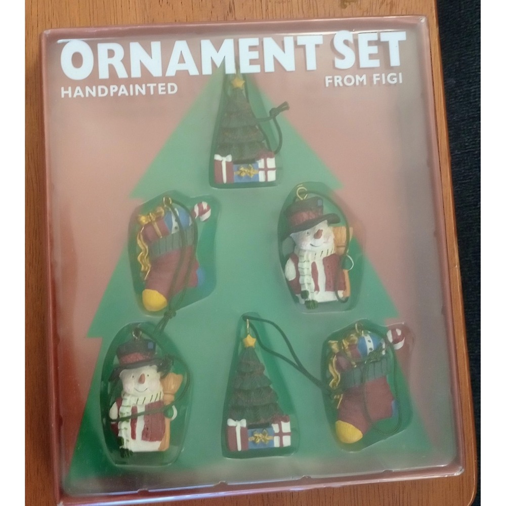 Set of Figi‎ Graphics Hand Painted Santa Claus Christmas Tree Mini Ornament Set